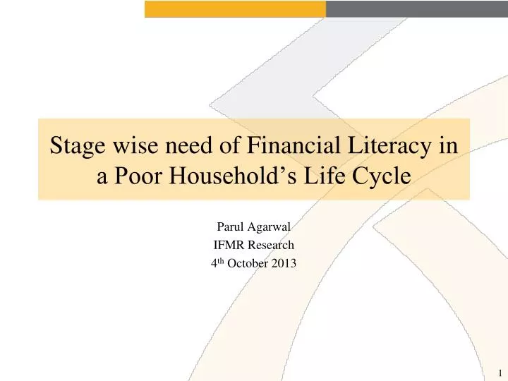 stage wise need of financial literacy in a poor household s life cycle