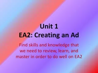 Unit 1 EA2: Creating an Ad
