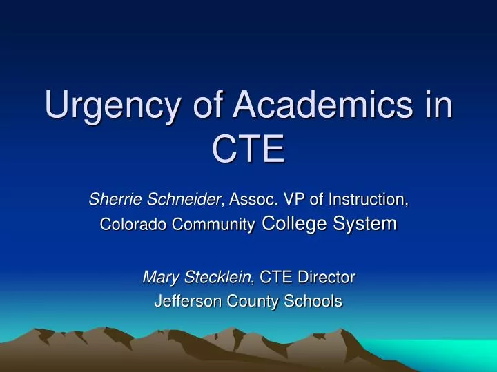 urgency of academics in cte