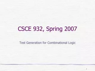 CSCE 932, Spring 2007