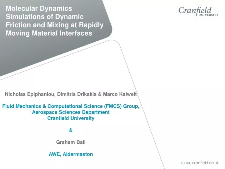 molecular dynamics simulations of dynamic friction and mixing at rapidly moving material interfaces