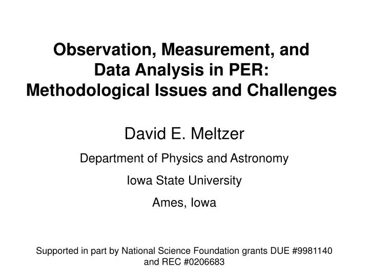 observation measurement and data analysis in per methodological issues and challenges