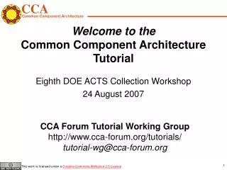 Welcome to the Common Component Architecture Tutorial
