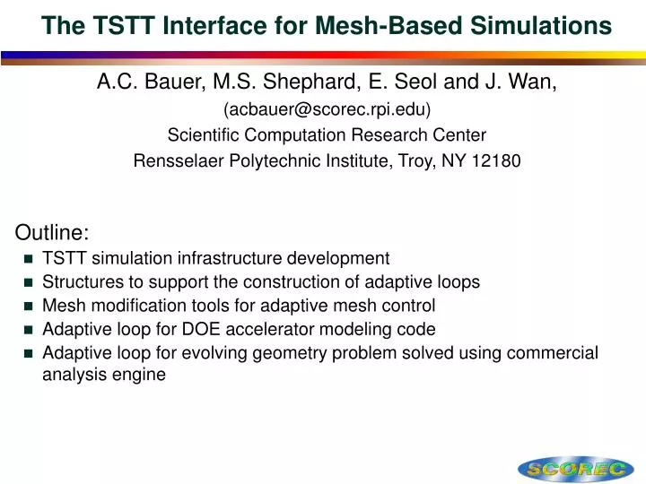 the tstt interface for mesh based simulations