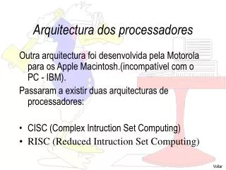 arquitectura dos processadores