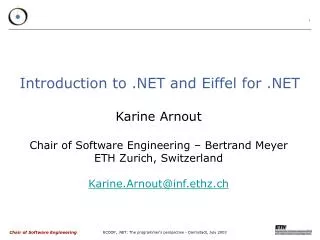 Introduction to .NET and Eiffel for .NET