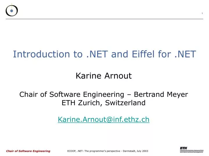 introduction to net and eiffel for net