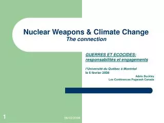 Nuclear Weapons &amp; Climate Change The connection