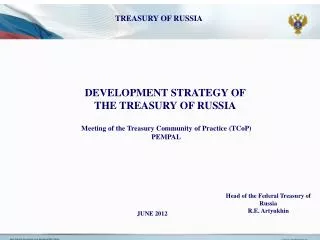 DEVELOPMENT STRATEGY OF THE TREASURY OF RUSSIA