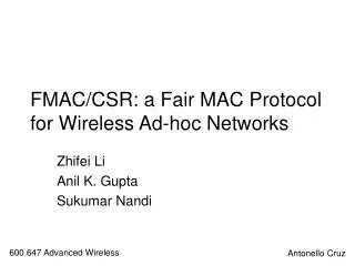 FMAC/CSR: a Fair MAC Protocol for Wireless Ad-hoc Networks