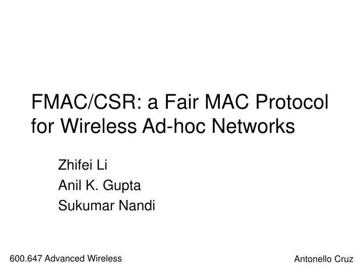 fmac csr a fair mac protocol for wireless ad hoc networks