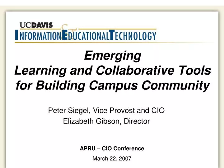emerging learning and collaborative tools for building campus community