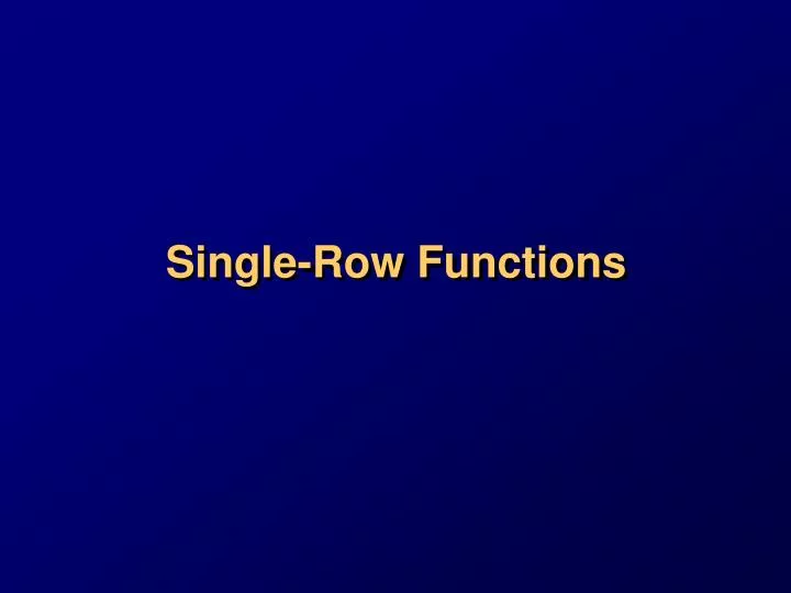 single row functions