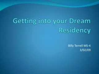 Getting into your Dream Residency