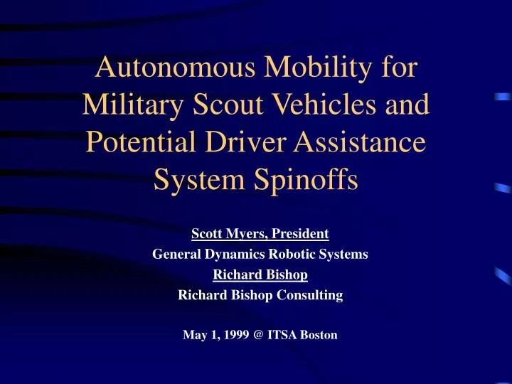 autonomous mobility for military scout vehicles and potential driver assistance system spinoffs