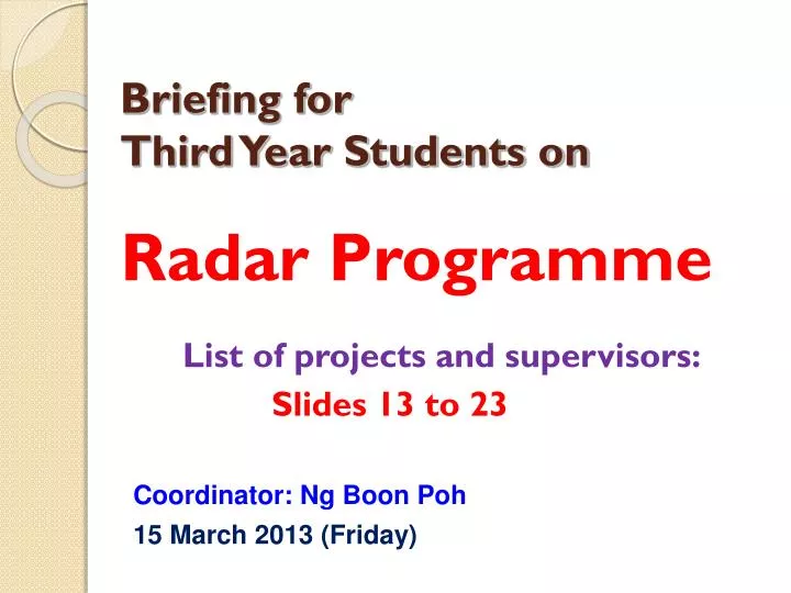 briefing for third year students on