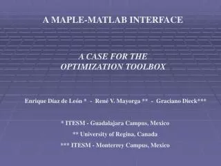 A MAPLE-MATLAB INTERFACE