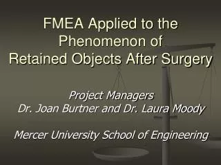 FMEA Applied to the Phenomenon of Retained Objects After Surgery