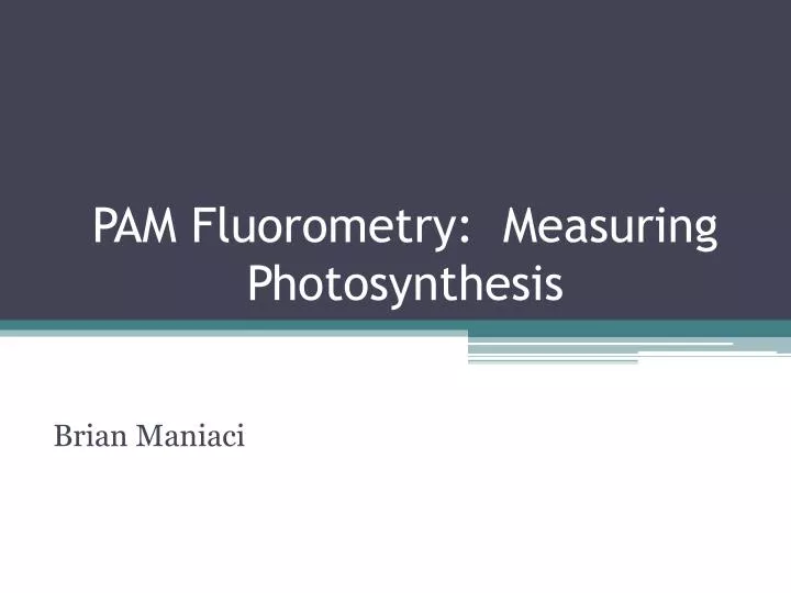 pam fluorometry measuring photosynthesis