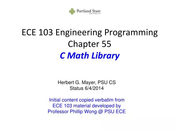 ece 103 engineering programming chapter 55 c math library