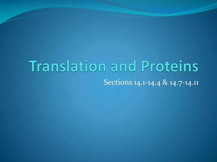 translation and proteins