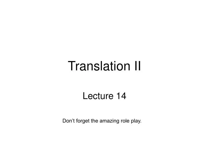 translation ii