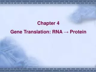 Chapter 4 Gene Translation: RNA ? Protein
