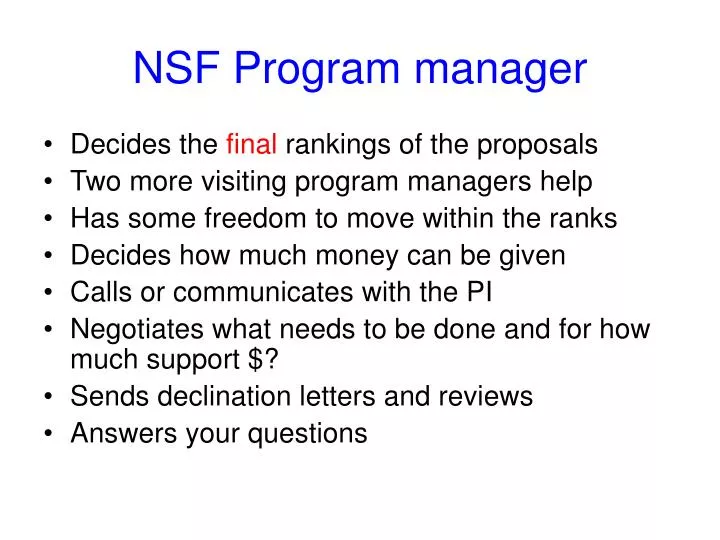 nsf program manager