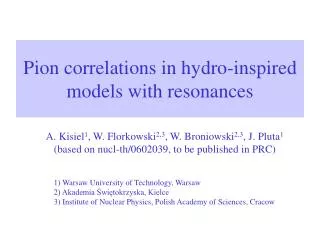Pion correlations in hydro-inspired models with resonances