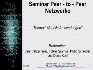 seminar peer to peer netzwerke