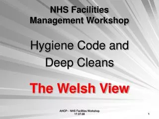 NHS Facilities Management Workshop