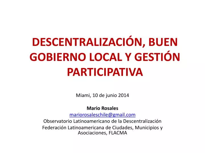 descentralizaci n buen gobierno local y gesti n participativa