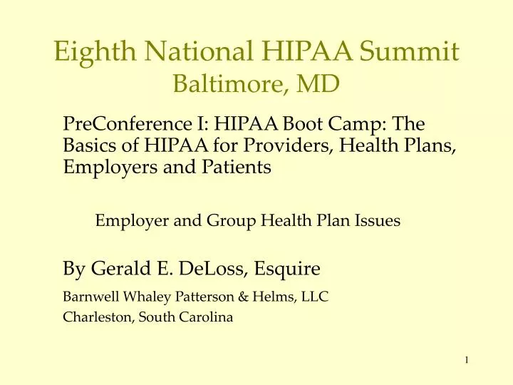 eighth national hipaa summit baltimore md