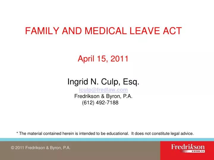 family and medical leave act april 15 2011