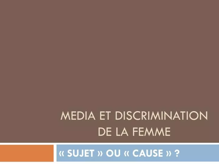 media et discrimination de la femme