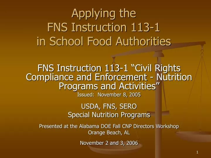 applying the fns instruction 113 1 in school food authorities