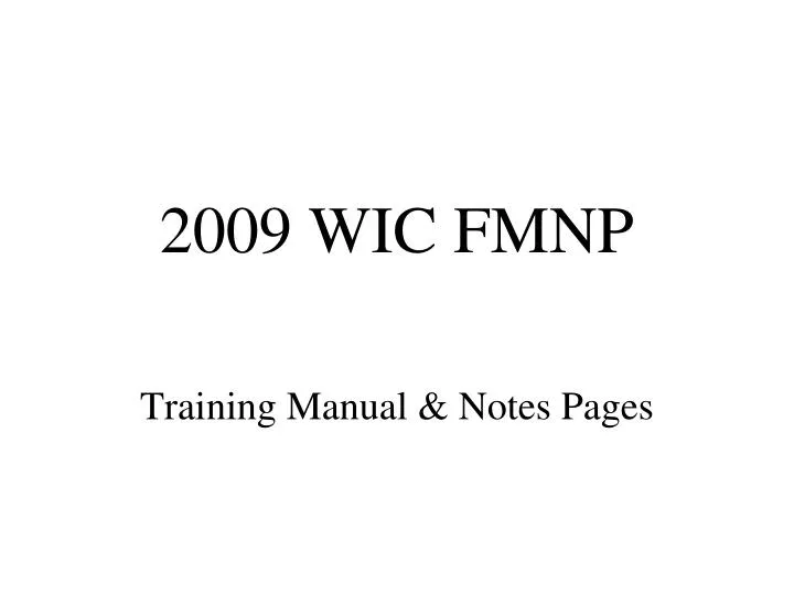 2009 wic fmnp