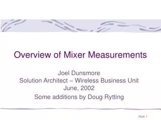 Overview of Mixer Measurements