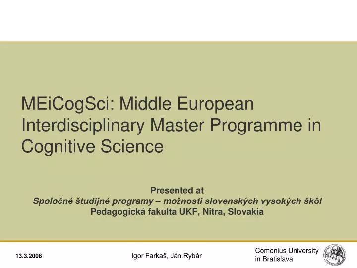 meicogsci middle european interdisciplinary master programme in cognitive science
