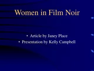 Women in Film Noir