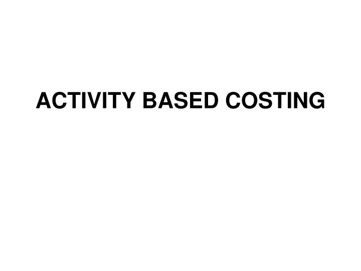 activity based costing