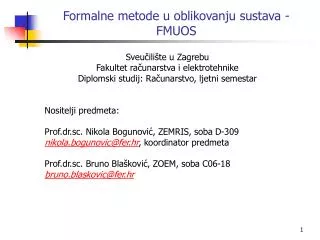 formalne metode u oblikovanju sustava fmuos