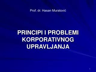 principi i problemi korporativnog upravljanja