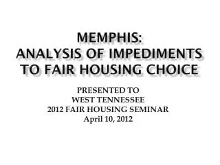 Memphis: Analysis of Impediments to Fair Housing Choice