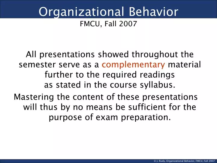 organizational behavior fmcu fall 2007