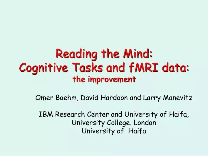 reading the mind cognitive tasks and fmri data the improvement