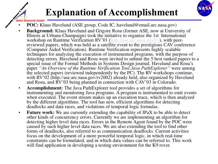 explanation of accomplishment