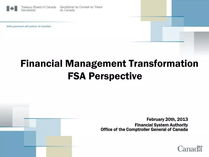 financial management transformation fsa perspective