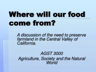 Where will our food come from?