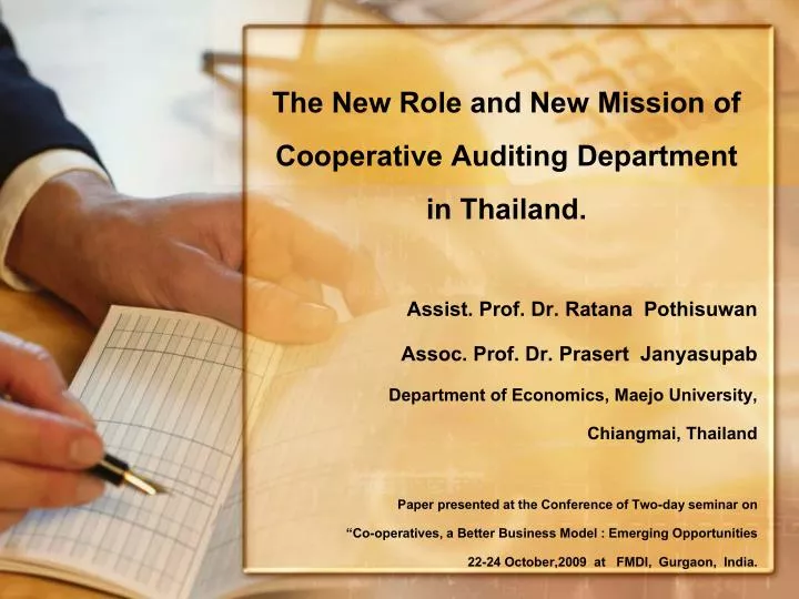 the new role and new mission of cooperative auditing department in thailand